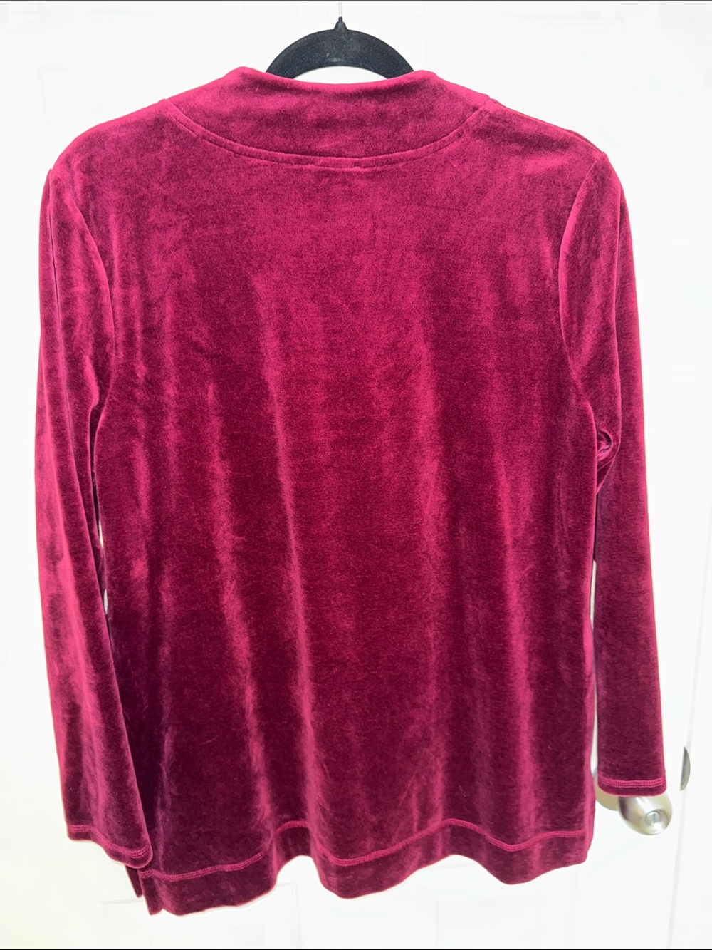 Talbots Petite Velvet V-Neck Tunic Top - Raspberry - Picture 2 of 5